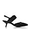 BASTO/百思图夏季专柜同款黑色牛皮优雅尖头细跟女皮凉鞋17B46BH7