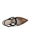 BASTO/百思图夏季棕/黑羊皮时尚尖头粗高跟女凉鞋RCA01BH7