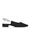 BASTO/百思图新款夏季黑色布面字母尖头粗中跟女凉鞋9062DBH7