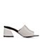 BASTO/百思图新款夏季白色羊皮粗高跟女凉拖鞋17233BL7