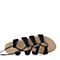BASTO/百思图新款夏季黑色羊绒皮罗马绑带平跟女凉鞋TCK10BL7