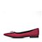 BASTO/百思图秋季红色布通勤优雅尖头水钻平跟女浅口鞋L439DCQ7