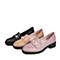 BASTO/百思图秋季新品粉色牛皮珍珠浅口粗中跟女单鞋73221CQ7