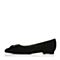 BASTO/百思图秋季专柜同款黑色羊皮优雅尖头浅口方跟女单鞋17C37CQ7