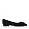 BASTO/百思图秋季专柜同款黑色羊皮优雅尖头浅口方跟女单鞋17C37CQ7