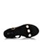 BASTO/百思图夏季专柜同款黑色羊皮珍珠露趾坡跟女皮凉鞋17B75BL7