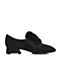 BASTO/百思图秋季专柜同款黑色羊绒皮/人造革时尚休闲方跟女单鞋RDN21CM7