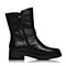 BASTO/百思图冬季专柜同款黑色简约纯色休闲女皮靴中靴RBE60DZ7