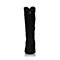 BASTO/百思图冬季专柜同款黑色羊皮简约侧拉链粗跟女皮靴中靴RBJ61DZ7