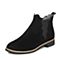 BASTO/百思图冬季专柜同款黑色羊皮休闲方跟女皮靴切尔西靴HW49DD7