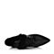 BASTO/百思图冬季专柜同款黑色牛皮/真毛简约尖头系带女皮靴短靴17D08DD7