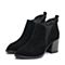 BASTO/百思图冬季专柜同款黑色羊皮尖头粗跟女皮鞋17D10DM7