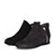 BASTO/百思图秋季专柜同款黑色羊皮/布面女皮靴短靴17C70CD7
