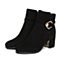 BASTO/百思图秋季专柜同款黑色羊皮粗跟女皮靴短靴17C78CD7