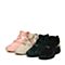 BASTO/百思图秋季新品粉色弹力布条纹松紧带时尚休闲女单鞋79126CM7