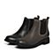 BASTO/百思图冬季黑色牛皮时尚简约休闲圆头方跟女皮靴短靴RAI45DD7