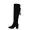 BASTO/百思图冬季专柜同款黑色牛剖层皮革流苏纯色女皮靴超长靴17D21DC7
