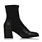 BASTO/百思图冬季黑色牛皮/弹力布拼接时尚休闲粗跟女皮靴袜靴7252DDZ7
