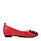 BASTO/百思图秋季专柜同款红色牛皮/纺织品休闲舒适浅口内增高女单鞋17C96CQ7