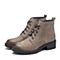 BASTO/百思图冬季专柜同款灰色牛皮系带方跟女皮靴短靴17D55DD7