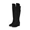BASTO/百思图冬季专柜同款黑色牛剖层皮革侧拉链方跟女皮靴长靴17D75DC7