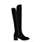 BASTO/百思图冬季专柜同款黑色牛剖层皮革女皮靴长靴17D26DC7