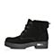BASTO/百思图冬季黑色牛剖层皮革简约休闲系带方跟女休闲靴短靴X6223DD7