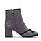 BASTO/百思图冬季专柜同款灰色羊皮/布面纯色粗跟女皮靴袜靴17D56DD7