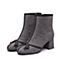 BASTO/百思图冬季专柜同款灰色羊皮/布面纯色粗跟女皮靴袜靴17D56DD7