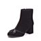 BASTO/百思图冬季专柜同款黑色羊皮/布面纯色粗跟女皮靴袜靴17D56DD7