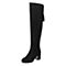 BASTO/百思图冬季专柜同款黑色羊皮女皮靴超长靴17D16DE7