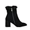BASTO/百思图冬季专柜同款黑色羊皮/真毛简约纯色粗跟女皮靴短靴17D06DD7