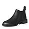 BASTO/百思图冬季专柜同款黑色牛皮/布面女皮靴短靴17D84DD7