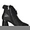 BASTO/百思图冬季专柜同款黑色牛皮/羊毛方头粗跟女皮靴短靴17D87DD7