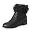 BASTO/百思图冬季专柜同款黑色牛皮/羊毛后拉链方跟女皮靴短靴17D92DD7