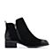 BASTO/百思图冬季专柜同款黑色侧拉链方跟女短靴17D18DD7