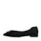 BASTO/百思图2018春季专柜同款黑色羊绒皮尖头浅口蝴蝶结方跟女单鞋RIO21AQ8