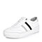 BASTO/百思图2018春季专柜同款白色软面牛皮系带条纹女休闲鞋YLC02AM8