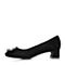 BASTO/百思图2018春季专柜同款黑色羊皮优雅通勤珍珠浅口女单鞋AC185AQ8