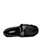 BASTO/百思图2018春季专柜同款黑色羊皮/水貂毛蝴蝶结套脚女皮鞋FD102AQ8