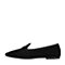 BASTO/百思图2018春季专柜同款黑色绒面羊皮休闲圆头浅口方跟女单鞋YKU01AQ8