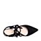 BASTO/百思图2018春季专柜同款黑色羊绒皮尖头粗跟女凉鞋RLH03AK8