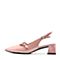 BASTO/百思图2018春季专柜同款粉色漆皮牛皮尖头粗跟女凉鞋RMA01AK8