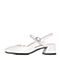 BASTO/百思图2018春季专柜同款米白色牛皮简约纯色方头粗跟女皮凉鞋AC870AH8