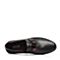 BASTO/百思图2018夏季专柜同款黑色摔纹胎牛皮圆头平跟男休闲鞋BWA01BM8