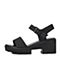 BASTO/百思图2018夏季专柜同款黑色人造革休闲一字带女凉鞋DB501BL8