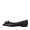 BASTO/百思图2018春季专柜同款黑色羊皮珍珠水钻浅口女单鞋A0819AQ8