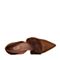 BASTO/百思图2018春季专柜同款棕色羊皮/貂毛皮优雅尖头方跟女凉鞋A8201AK8