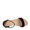 BASTO/百思图2018夏季专柜同款黑色羊绒皮一字带坡跟女凉鞋RMX19BL8