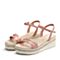 BASTO/百思图2018夏季专柜同款粉色漆皮牛皮革简约坡跟女凉鞋RMX03BL8